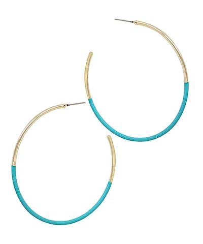 Thin Half Color Coated Open Hoop Earrings