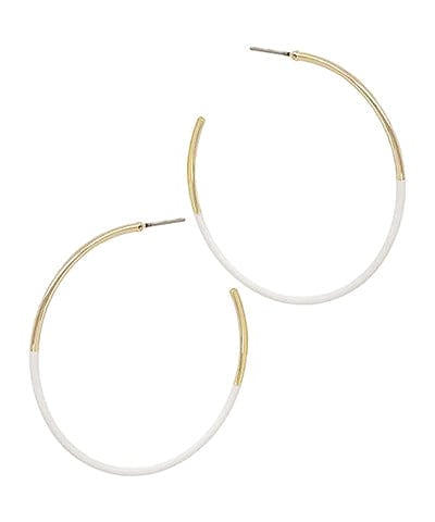 Thin Half Color Coated Open Hoop Earrings