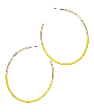 Thin Half Color Coated Open Hoop Earrings