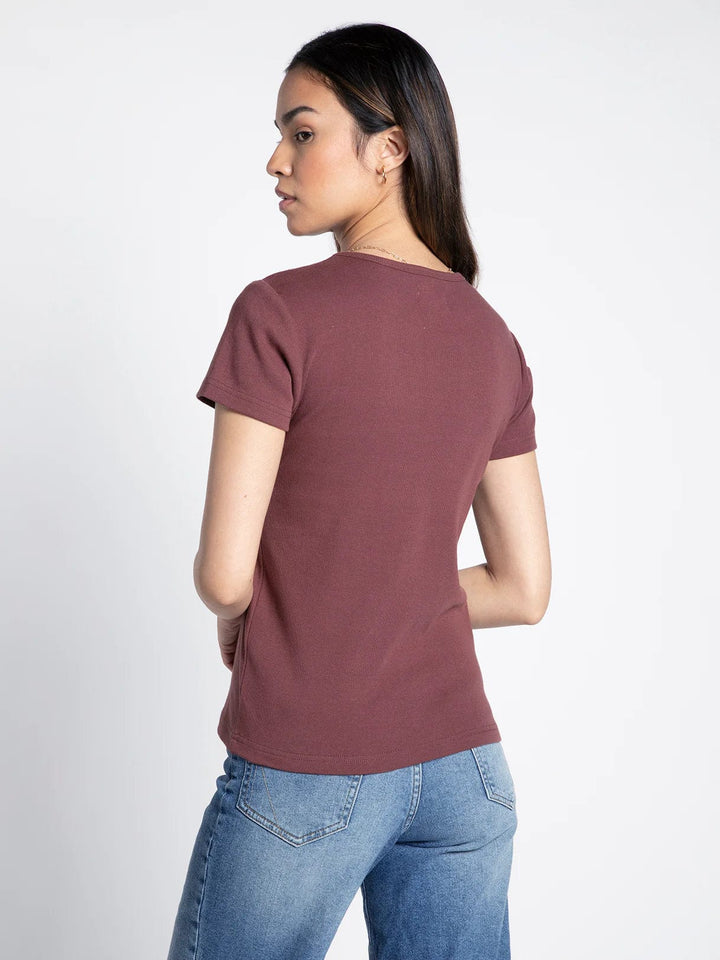 Thread & Supply Lexi Classic Soft Knit Tee Shirt with Crew Neckline and Short Sleeves