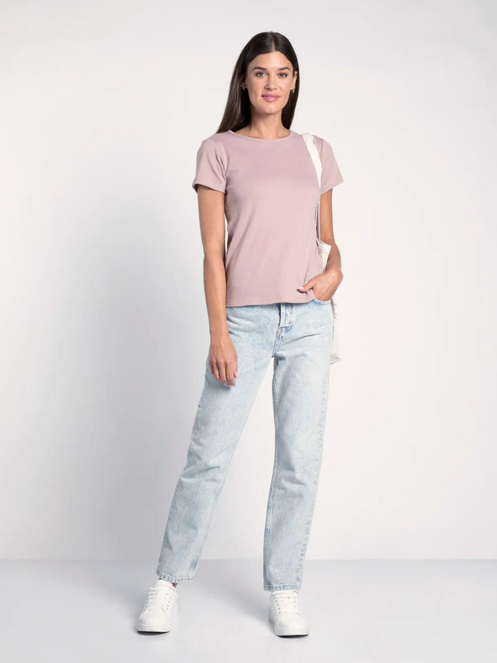 Thread & Supply Lexi Classic Soft Knit Tee Shirt with Crew Neckline and Short Sleeves