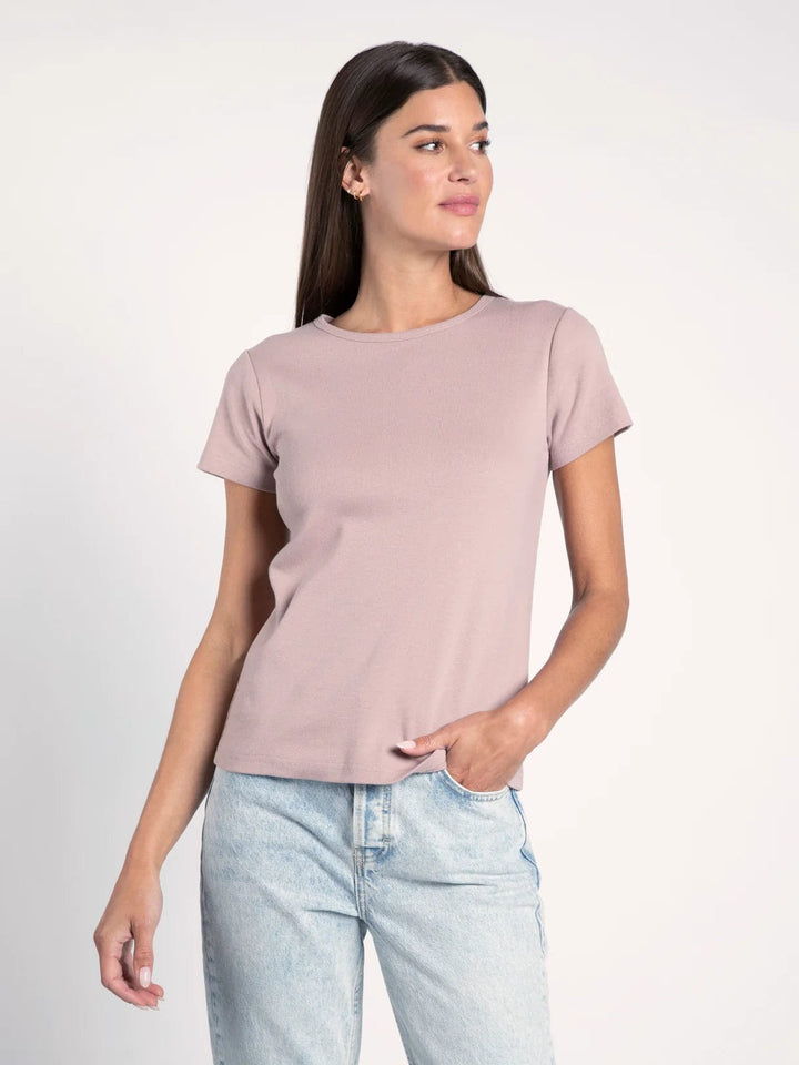 Thread & Supply Lexi Classic Soft Knit Tee Shirt with Crew Neckline and Short Sleeves