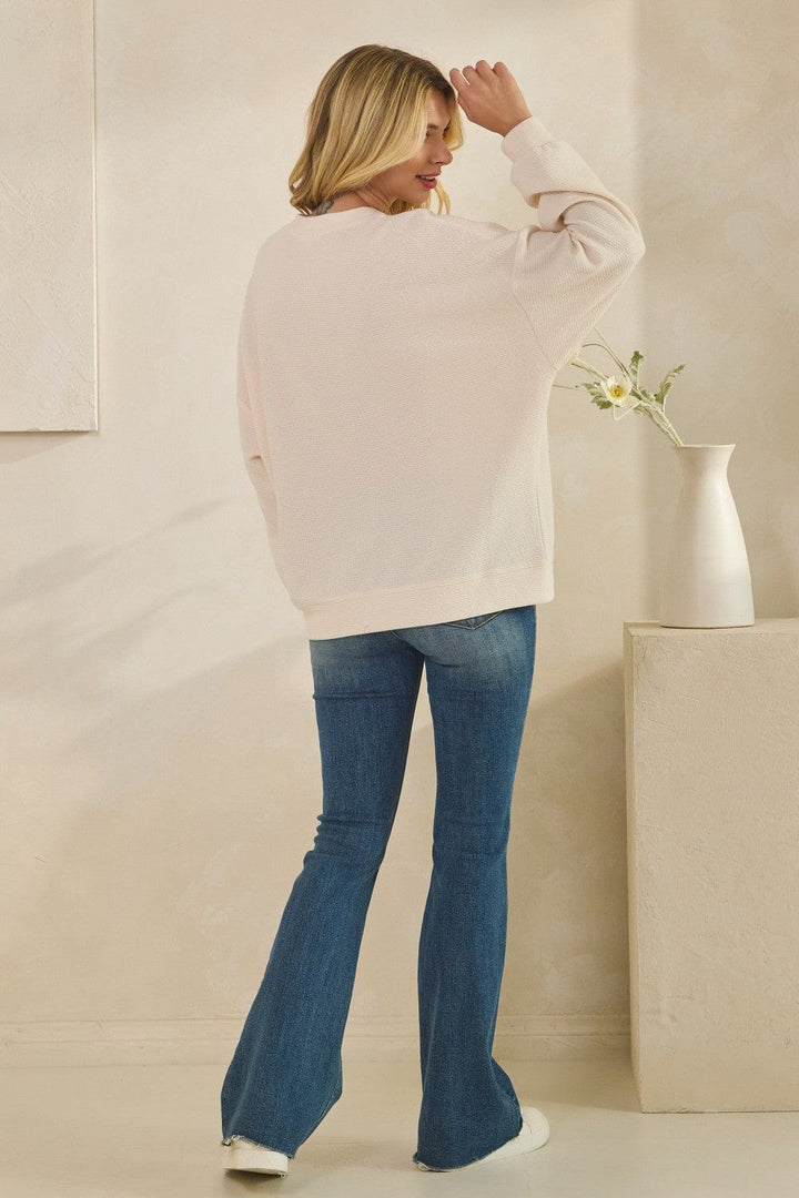 Tres Bien Tennessee Cloudy Ribbed Knit Long Sleeve Graphic Top