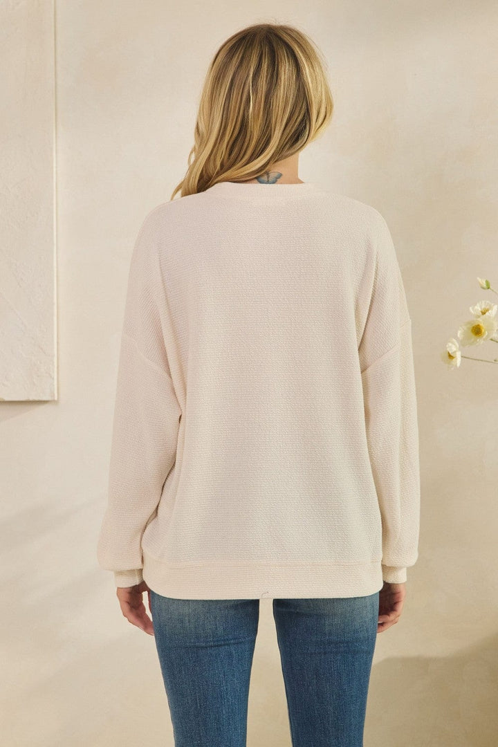 Tres Bien Tennessee Cloudy Ribbed Knit Long Sleeve Graphic Top