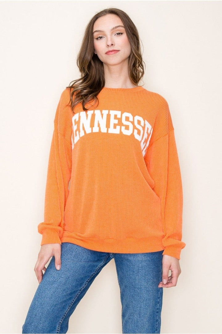 Tres Bien Tennessee Ribbed Graphic Long Sleeve Top