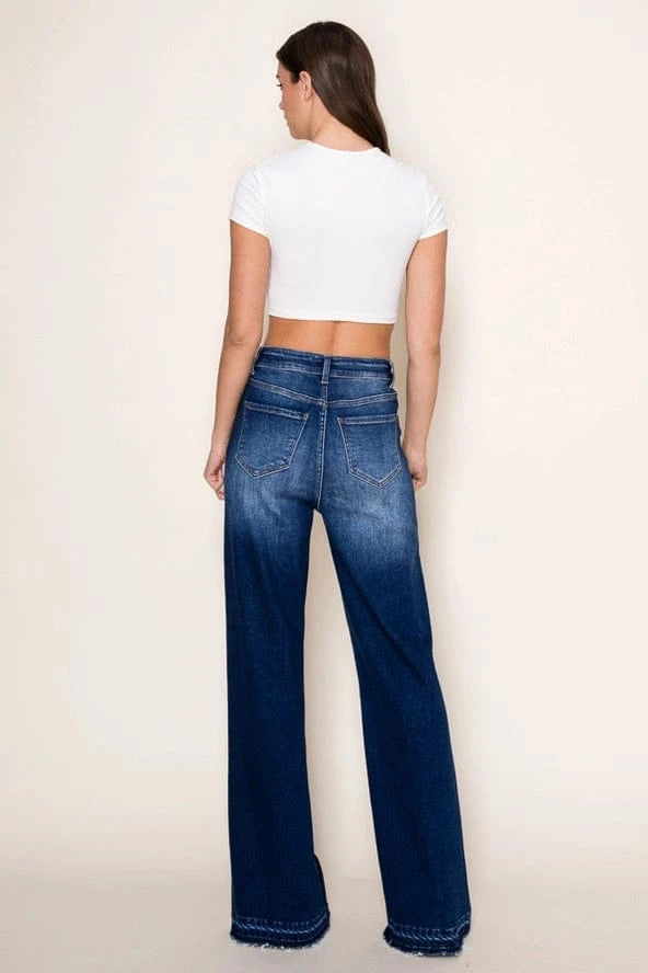 Tres Bien Vertical Splice High Waist Wide Leg Jeans