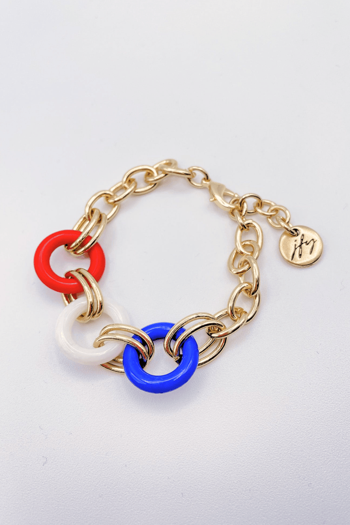 Triloop Red, White, & Blue Gold Bracelet