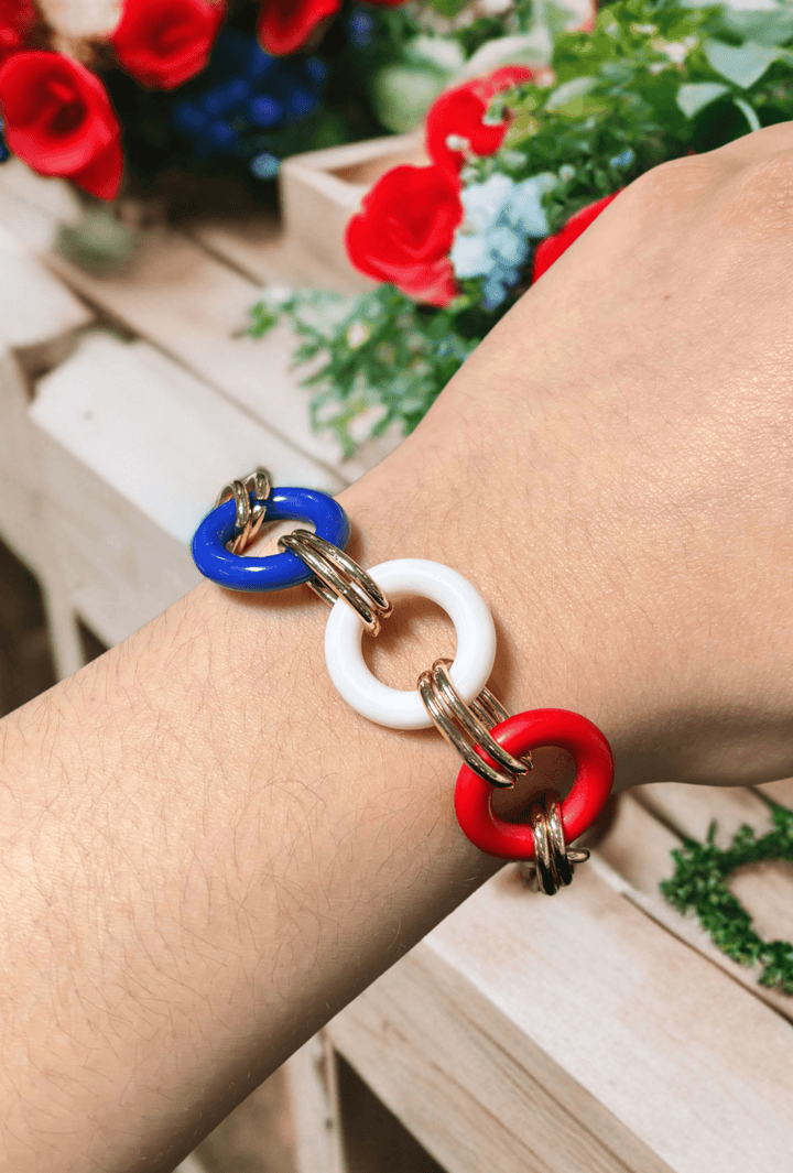 Triloop Red, White, & Blue Gold Bracelet