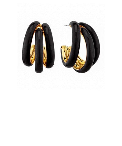 Triple Ring Epoxy Coated Color Metal Hoop Earrings