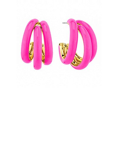 Triple Ring Epoxy Coated Color Metal Hoop Earrings