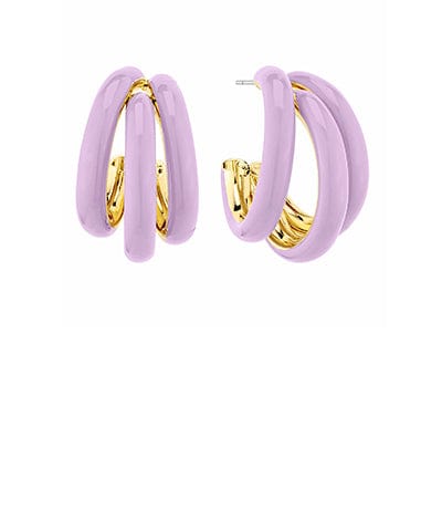 Triple Ring Epoxy Coated Color Metal Hoop Earrings