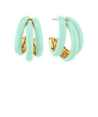 Triple Ring Epoxy Coated Color Metal Hoop Earrings