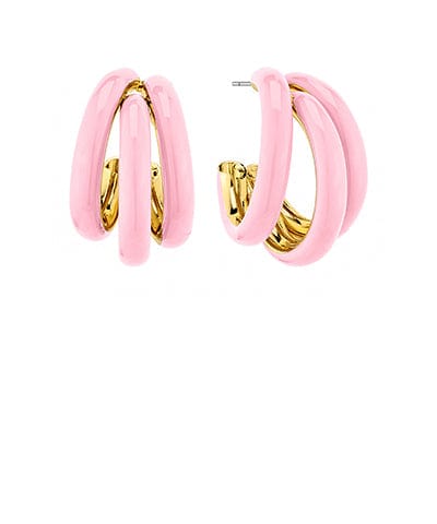 Triple Ring Epoxy Coated Color Metal Hoop Earrings