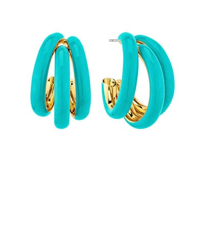 Triple Ring Epoxy Coated Color Metal Hoop Earrings