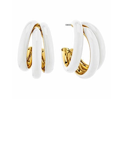 Triple Ring Epoxy Coated Color Metal Hoop Earrings