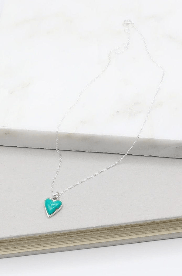 Turquoise and Sterling Silver Heart Necklace