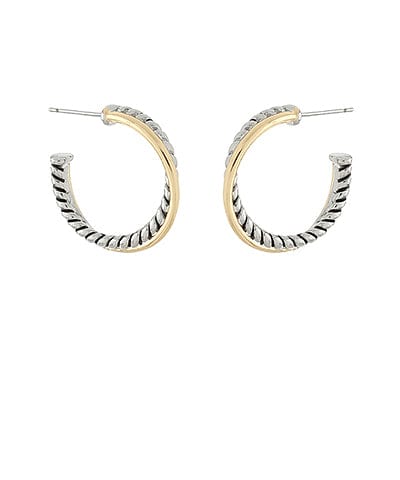 Two Tone Dual Textured Metal Wrap Earrings