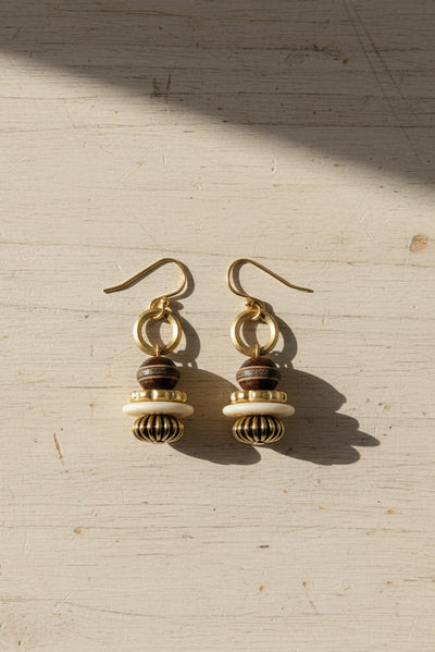 Tyche Handmade Stacked Bead Dangle Earrings
