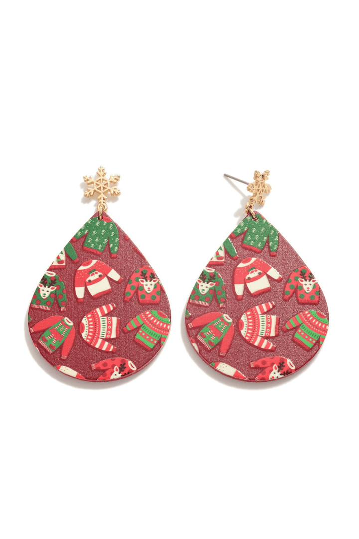 Ugly Christmas Sweater Teardrop with Snowflake Posts