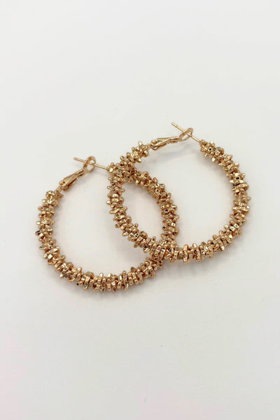 Unique Stacked Spike Bead Medium Lever Back Hoop Earrings