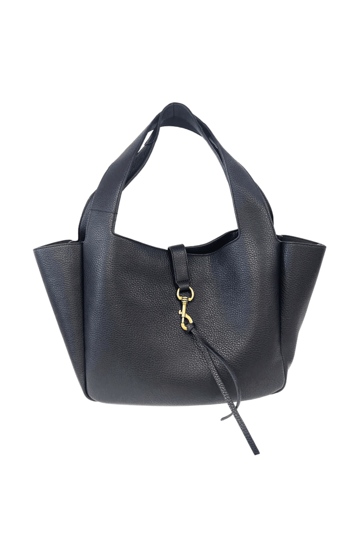 Vegan Leather Wide Strap Basic Front Tie Tassel Handbag