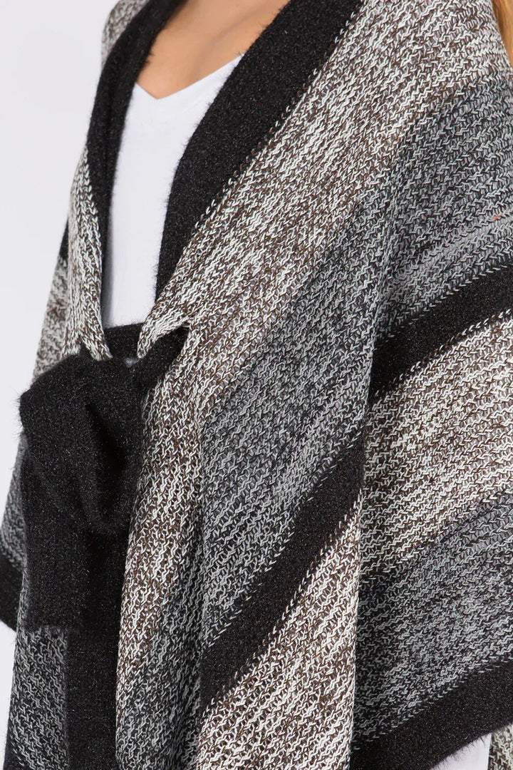 Vertical Stripe Kimono with Front Ties