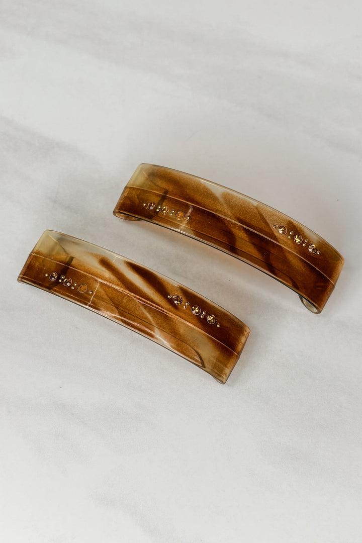Vintage French Transparent Crystals Hair Barrettes (Set or Single)