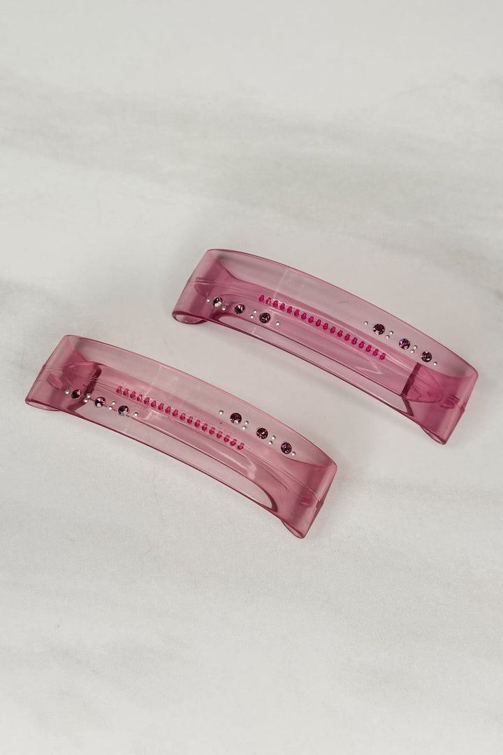 Vintage French Transparent Crystals Hair Barrettes (Set or Single)
