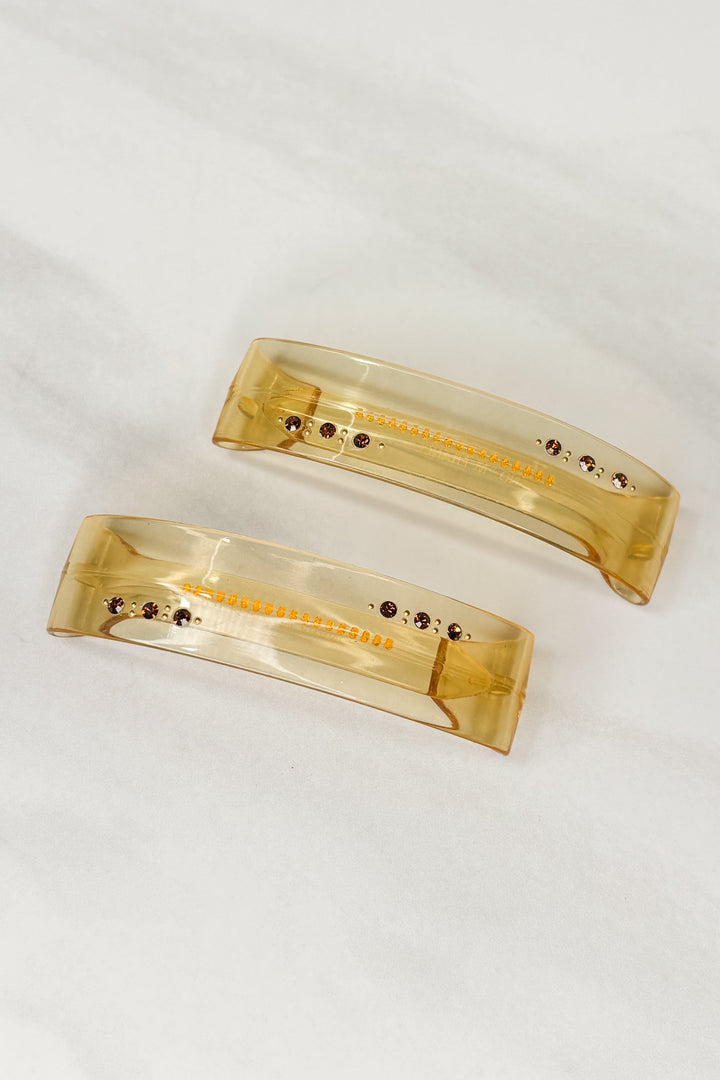 Vintage French Transparent Crystals Hair Barrettes (Set or Single)