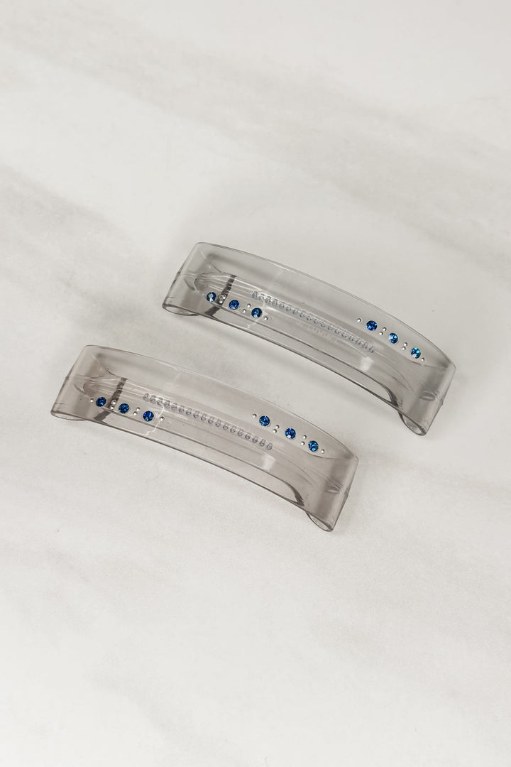 Vintage French Transparent Crystals Hair Barrettes (Set or Single)