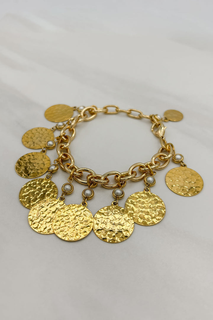 Vintage Gold Coin and Pearl Accent Interchangable Bracelet/Anklet