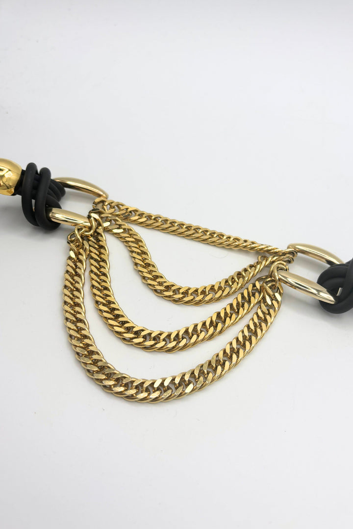Vintage Gomma Belt with 4 Strands of Gold Chains