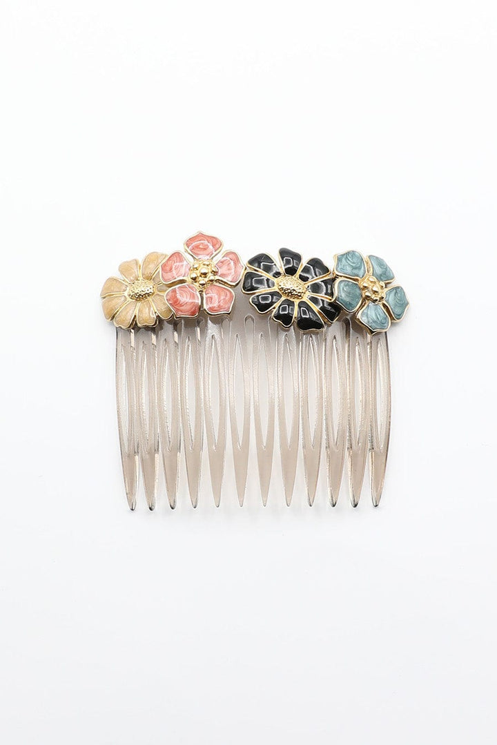 Vintage Handmade Enamel Flowers Hair Comb