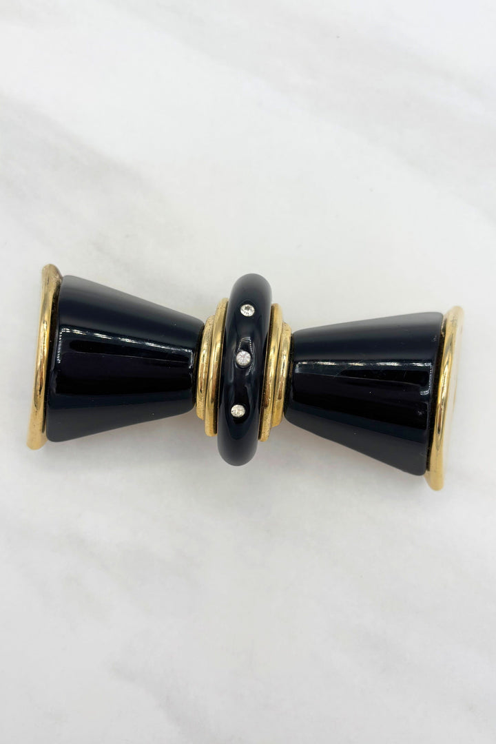 Vintage Italian Bow Style Hair Barrette with Crystals
