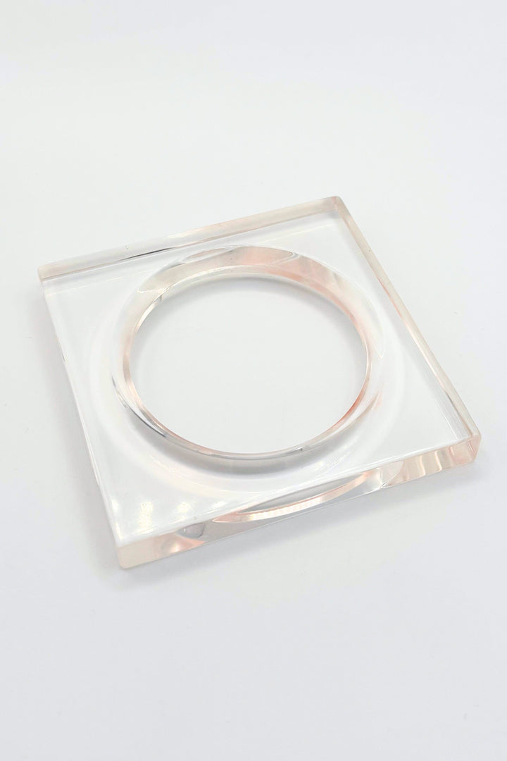 Vintage Italian Chunky Transparent Unique Square Shape Bangle Bracelet