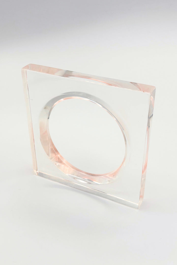 Vintage Italian Chunky Transparent Unique Square Shape Bangle Bracelet