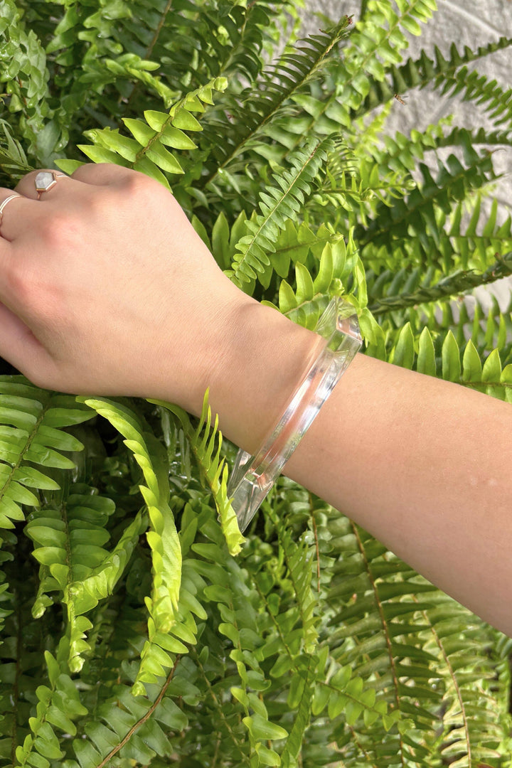 Vintage Italian Chunky Transparent Unique Square Shape Bangle Bracelet