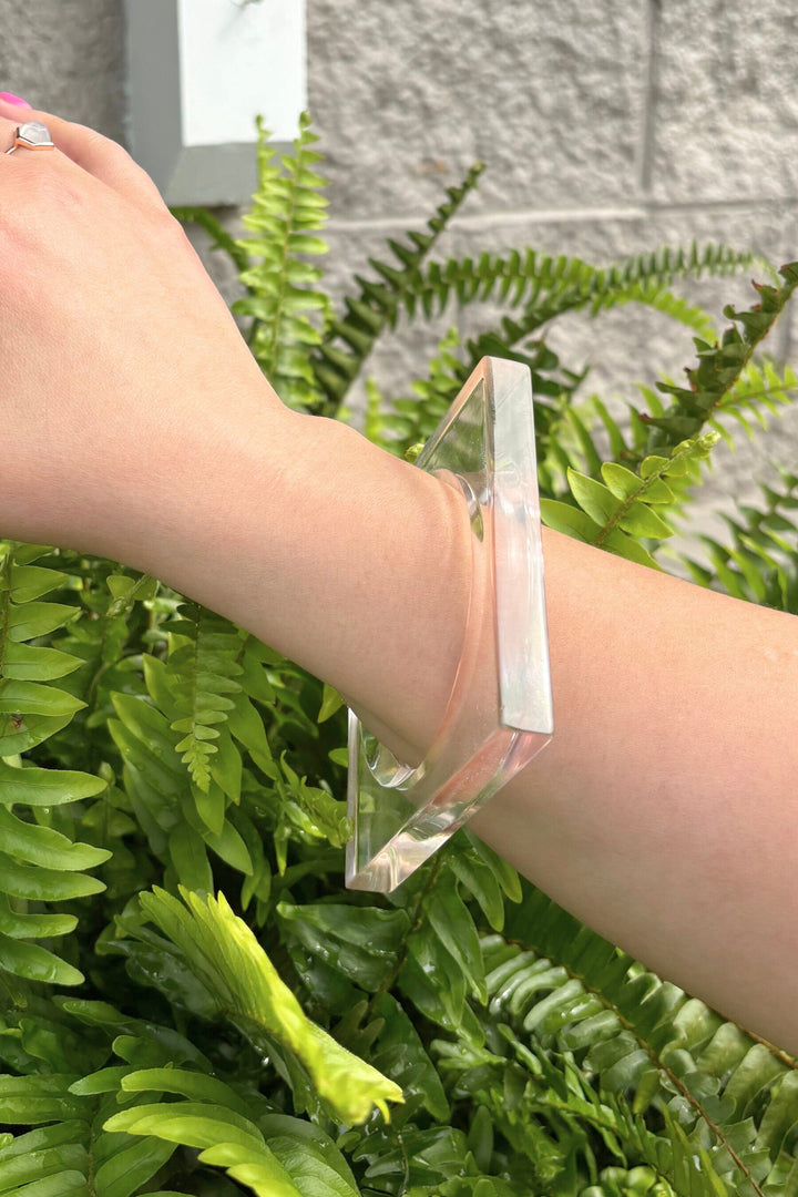 Vintage Italian Chunky Transparent Unique Square Shape Bangle Bracelet