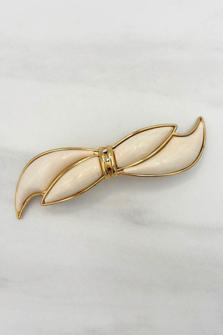 Vintage Italian Crystal Twist Bow Hair Barrette