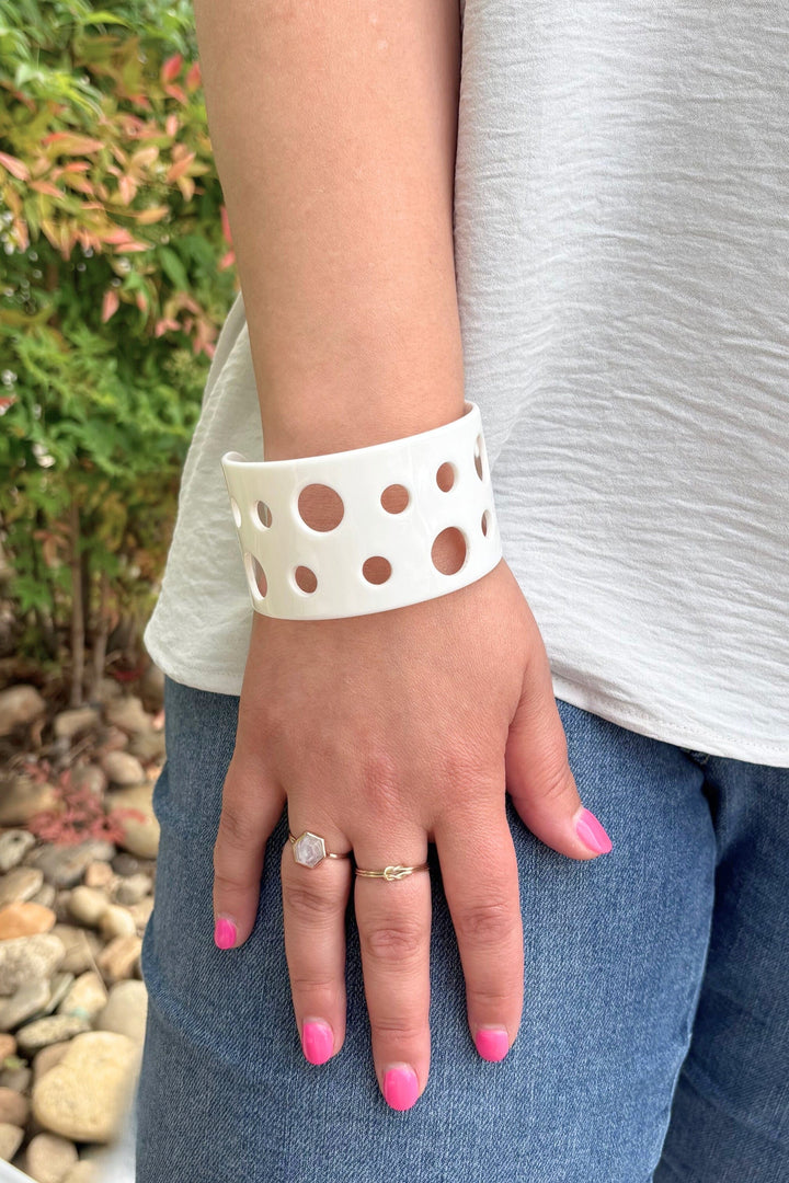 Vintage Italian Curved Edge Hole Bangle Bracelet