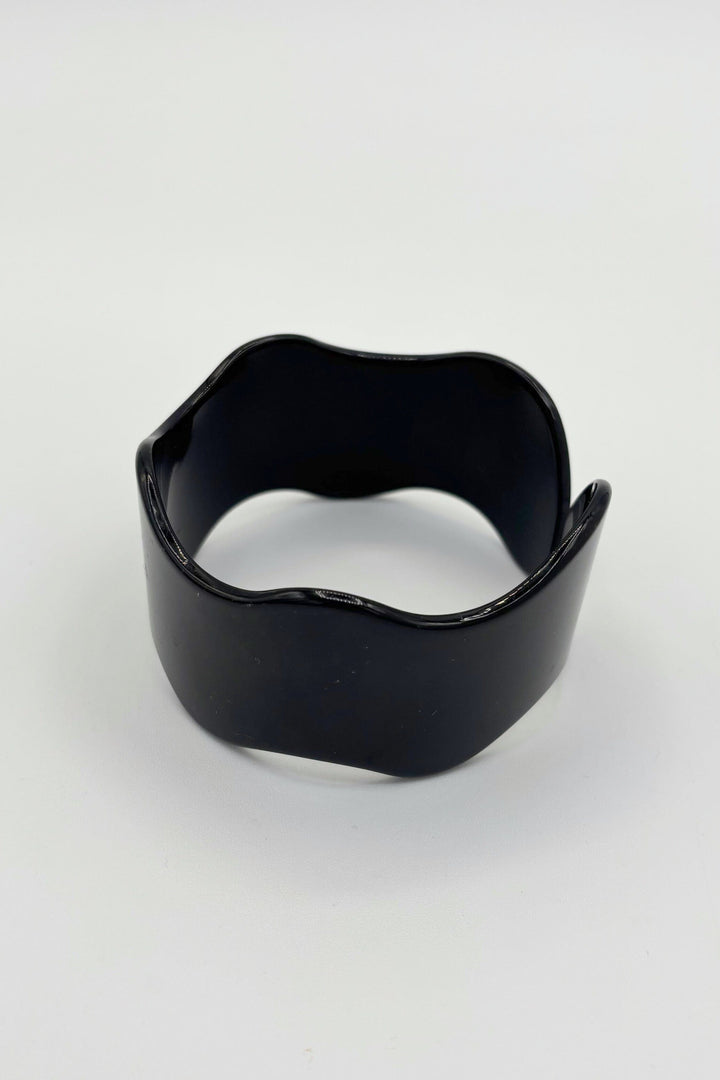 Vintage Italian Curved Edge Wavy Plexi Bangle Bracelet