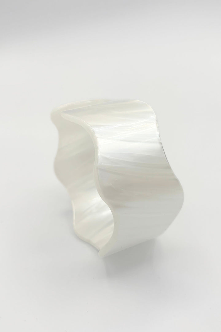 Vintage Italian Curved Edge Wavy Plexi Bangle Bracelet