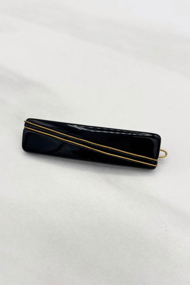 Vintage Italian Hair Barrette with Gold Inlay
