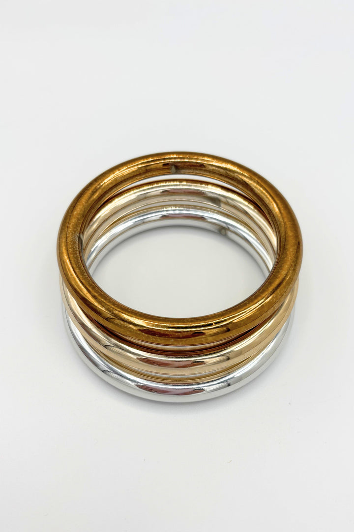 Vintage Italian Thick Metallic Set of 3 Bangles