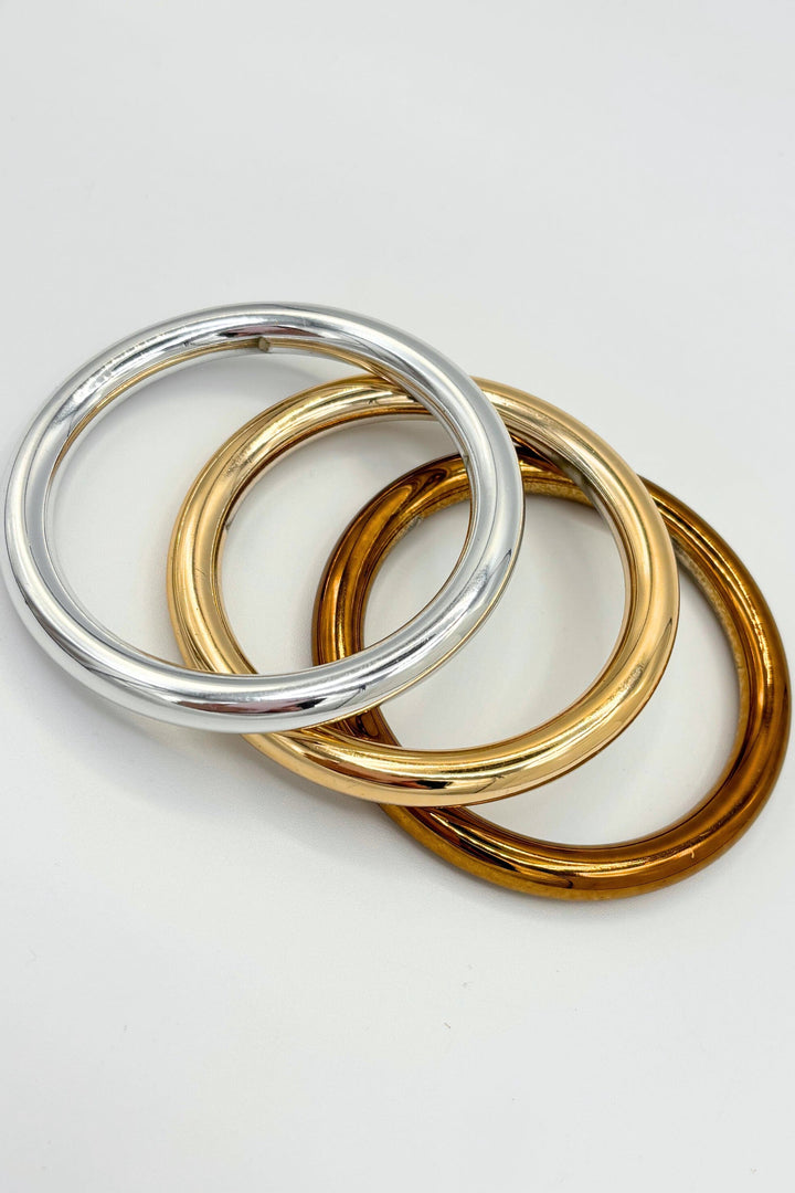 Vintage Italian Thick Metallic Set of 3 Bangles