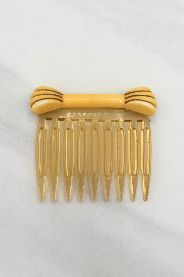 Vintage Italian Tortoise Shell Wire Wrapped Bow Hair Comb