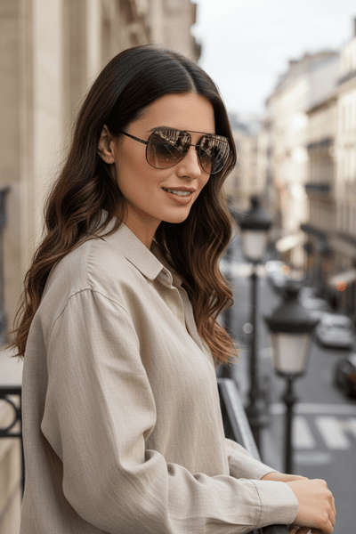 Vintage Lightweight Aviator Sunglasses with Curved Bridge