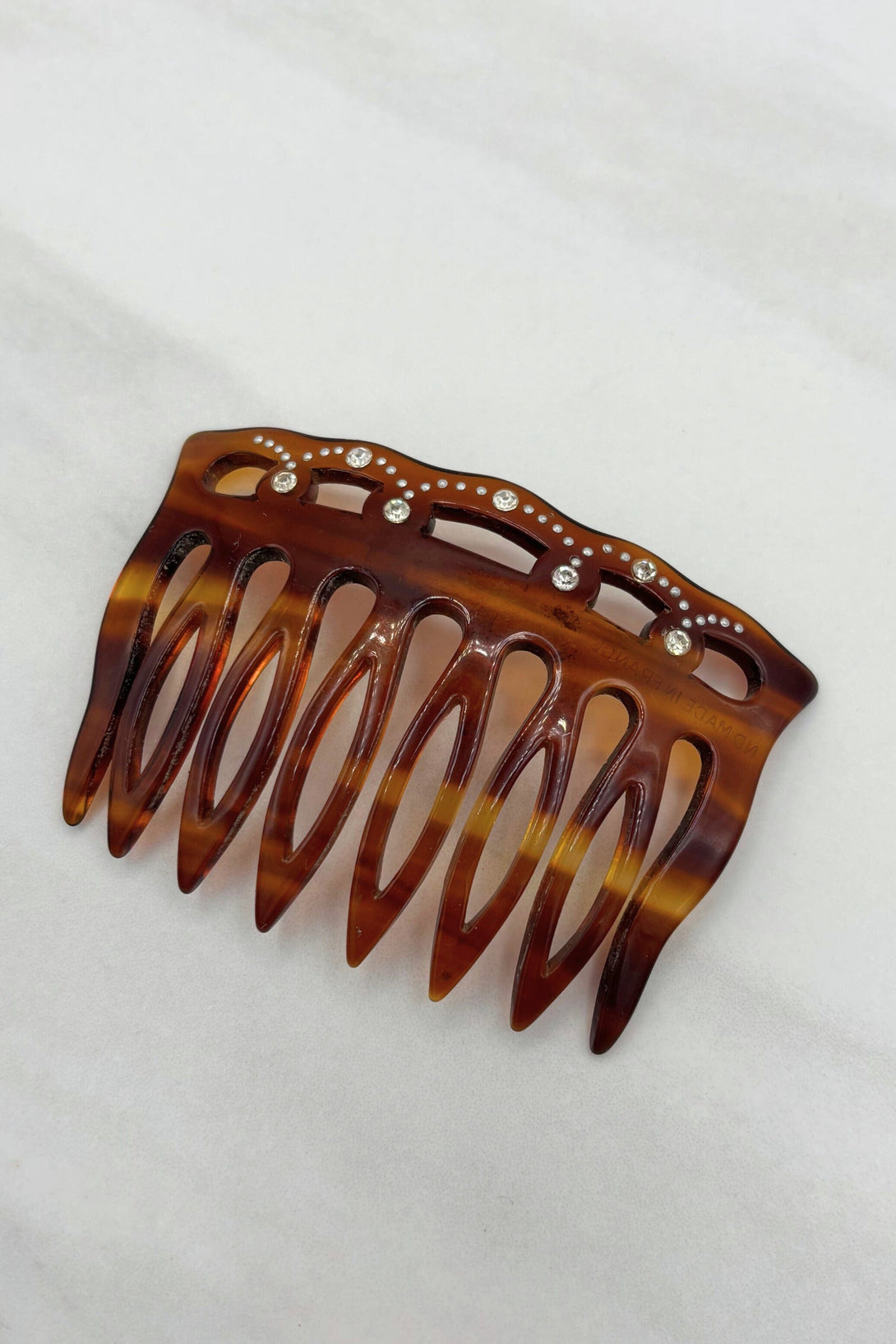 Vintage Multi Size Crystal Studded Tortoise Shell Wide Tooth Hair Comb