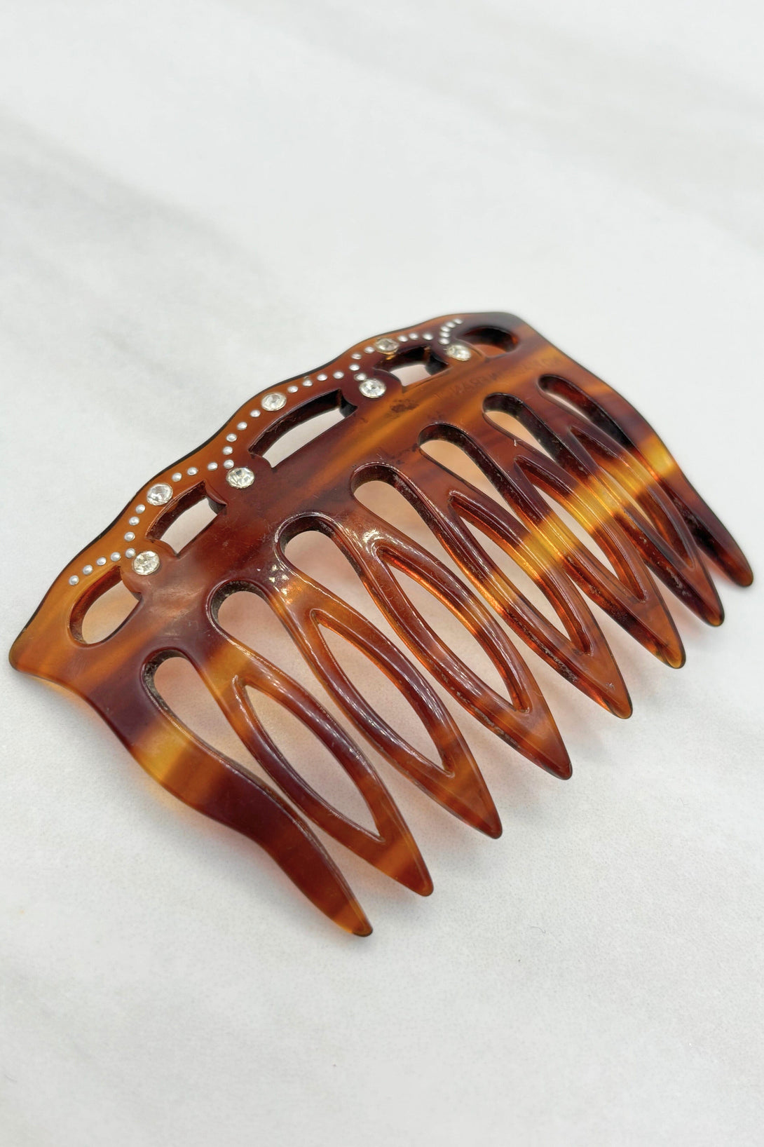 Vintage Multi Size Crystal Studded Tortoise Shell Wide Tooth Hair Comb