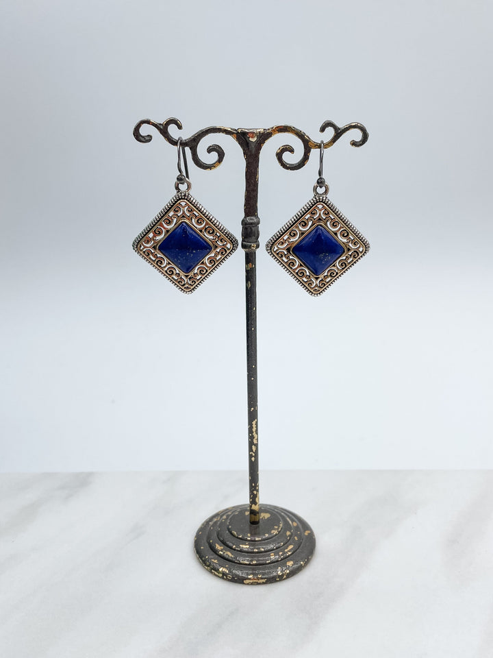 Vintage Ornate Precious Stone Earrings